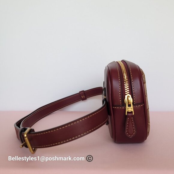 COACH 1941 Small BELT Bag in Signature Jacquard and Smooth Leather- Tan Scarlet - Picture 10 of 16